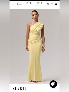 One-Shoulder Yellow Ruched Evening Dress